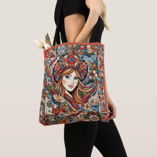 Russisch Volkskunst Patchwork Bohemian Chic Rood B Tote Bag