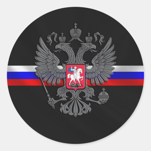 Russisch wapenschild ronde sticker (Voorkant)