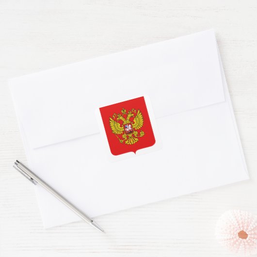 Russisch wapenschild vierkante sticker (Envelop)