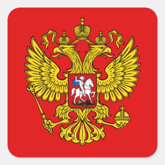 Russisch wapenschild vierkante sticker (Voorkant)