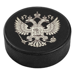 Russisch wapenschild - witte versie hockey puck