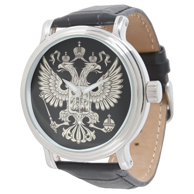 Russisch wapenschild - witte versie horloge (Gekanteld)
