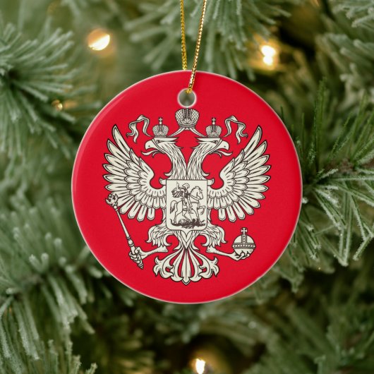 Russisch wapenschild - witte versie keramisch ornament (Boom)