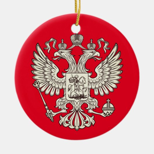 Russisch wapenschild - witte versie keramisch ornament (Voorkant)