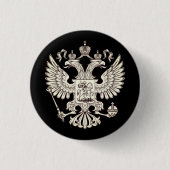 Russisch wapenschild - witte versie ronde button 3,2 cm (Voorkant)