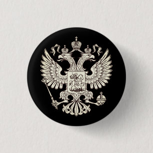 Russisch wapenschild - witte versie ronde button 3,2 cm