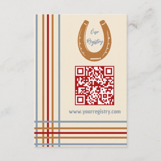 Russisch Western Hoefijzer Baby shower Registry Informatiekaartje (Voorkant)