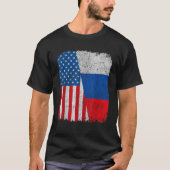 Russische Amerikaanse vlag Half VS Rusland Root Tr T-shirt (Voorkant)