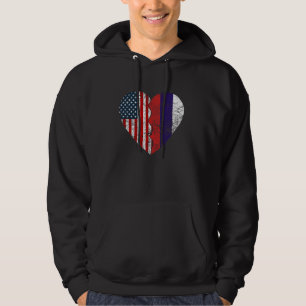 Russische Amerikaanse vlaggen Hart Verenigde State Hoodie