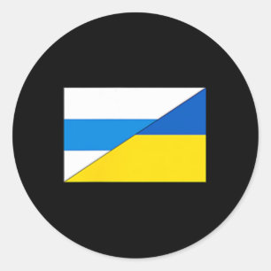 Russische Anti-oorlogsvlag Oekraïense vlag Net Voy Ronde Sticker