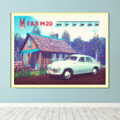 Russische auto en Dacha Canvas Afdruk (Insitu (Houten vloer))