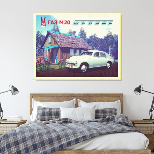 Russische auto en Dacha Canvas Afdruk (Insitu (Slaapkamer))