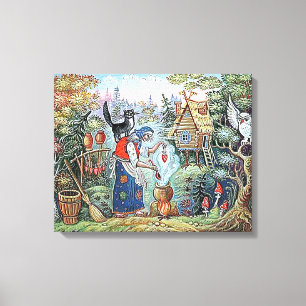 RUSSISCHE BABA YAGA FOLK TALE CANVAS AFDRUK