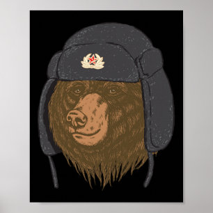 Russische beren bontmuts - Ushanka Chapka Ussr Rus Poster