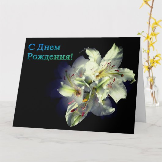 Russische Birthday-kaart met White Lily Flowers Kaart (Gele Bloem)