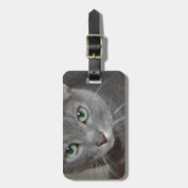 Russische blauwe grijze kat bagagelabel (Voorkant verticaal)