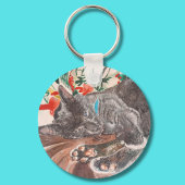 Russische blauwe grijze kat Engelse horthair kat K Sleutelhanger