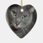 Russische blauwe grijze kat keramisch ornament (Rechts)