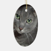 Russische blauwe grijze kat keramisch ornament (Rechts)