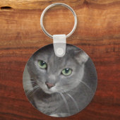 Russische blauwe grijze kat sleutelhanger (Voorkant)