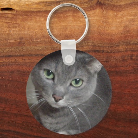 Russische blauwe grijze kat sleutelhanger (Voorkant)
