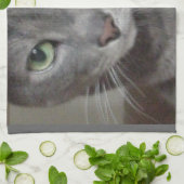 Russische blauwe grijze kat theedoek (Gevouwen)