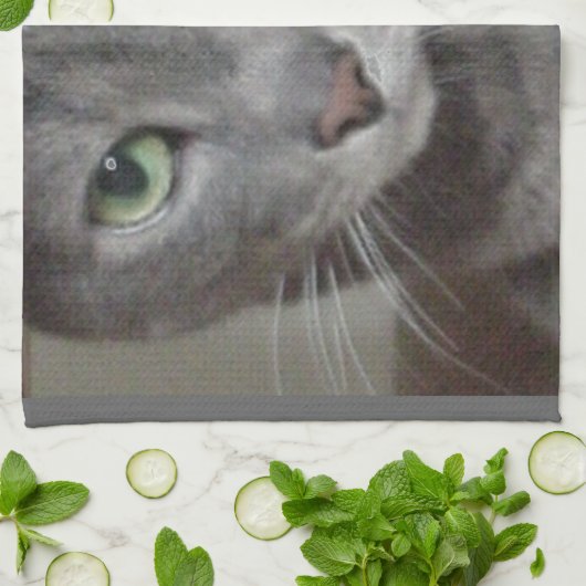 Russische blauwe grijze kat theedoek (Gevouwen)