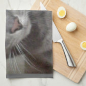 Russische blauwe grijze kat theedoek (Quarter Fold)