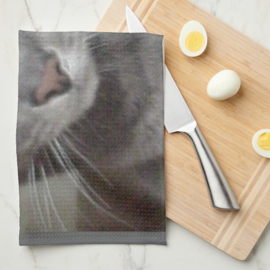 Russische blauwe grijze kat theedoek (Quarter Fold)