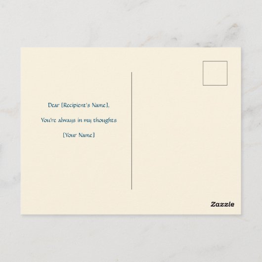 Russische Blauwe Kat In Raam Met Zomerbloemen Briefkaart (Achterkant)