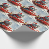 Russische Blauwe Kat In Sledge Laat Het Sneeuw Ker Cadeaupapier (Hoek)