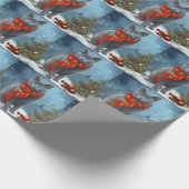 Russische Blauwe Kat in Sneeuw Kerstmis Cadeaupapier (Hoek)