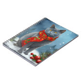 Russische Blauwe Kat in Sneeuw Kerstmis Notitieboek (Linkerzijde)