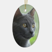 Russische blauwe kat keramisch ornament (Links)