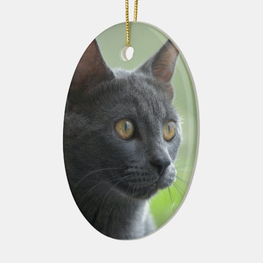 Russische blauwe kat keramisch ornament (Links)