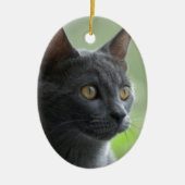 Russische blauwe kat keramisch ornament (Voorkant)