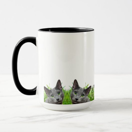 Russische blauwe kat Klassieke witte Mok (Links)