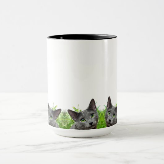 Russische blauwe kat Klassieke witte Mok (Midden)