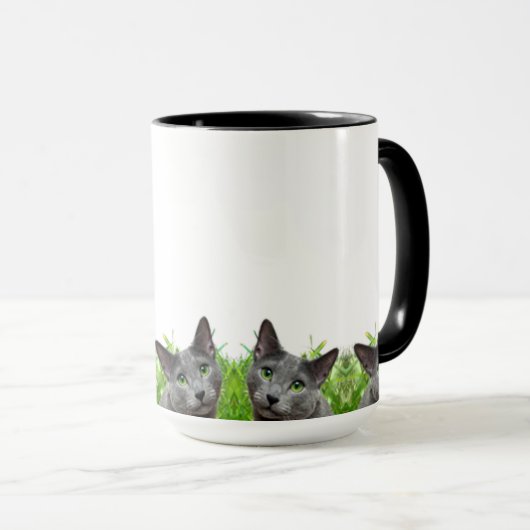 Russische blauwe kat Klassieke witte Mok (Voorkant rechts)