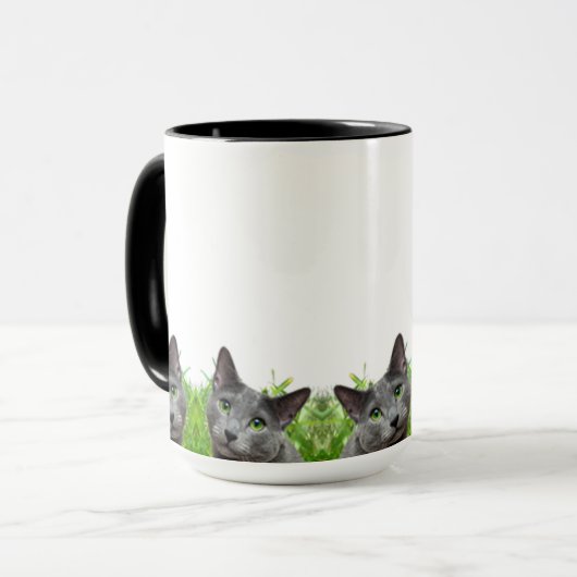 Russische blauwe kat Klassieke witte Mok (Voorkant links)