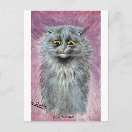 Russische blauwe kat, Louis Wain Briefkaart (Voorkant)