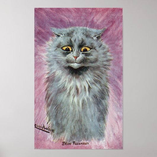 Russische blauwe kat, Louis Wain Poster (Voorkant)