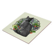 Russische Blauwe Kat met Bessen Tegeltje (Zijkant)