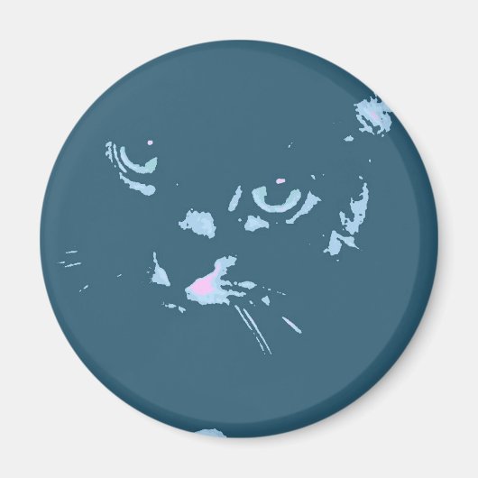 Russische blauwe kat Pop Art Magneet (Voorkant)