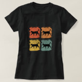 Russische blauwe kat-tekentretro-Pop kunstgeschenk T-shirt (Design voorkant)