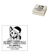 Russische blauwe kat terug adres kerst rubberstempel (Gestempeld)