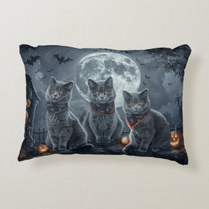 Russische Blauwe Katten Halloween Spooky Accent Kussen