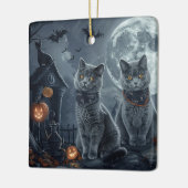 Russische Blauwe Katten Halloween Spooky Keramisch Ornament (Links)