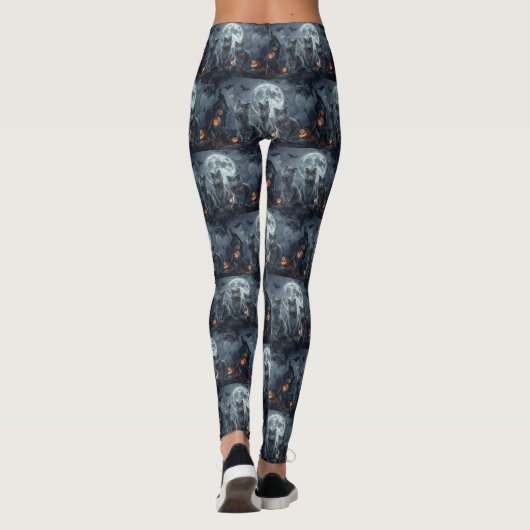 Russische Blauwe Katten Halloween Spooky Leggings (Achterkant)