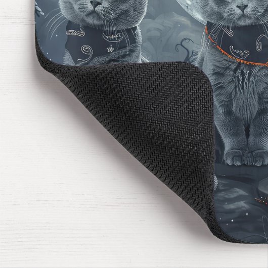 Russische Blauwe Katten Halloween Spooky Muismat (Hoek)